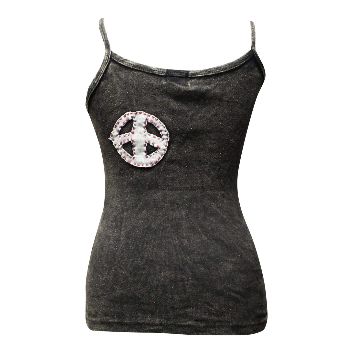 Women Slashed Faded Goth Embroidered Festival Tank Tops