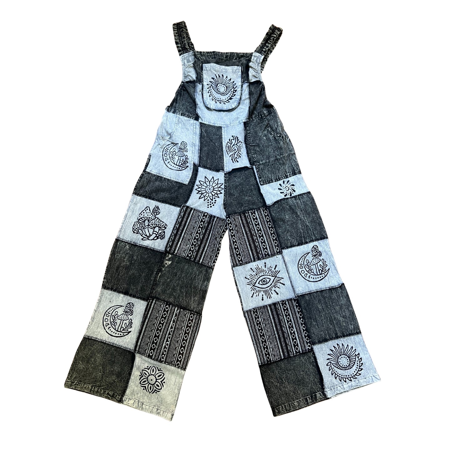 Women’s Bohemian Floral Cotton Patchwork Hippie Summer Festival Dungarees