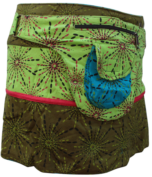 Womens Reversible Both Side Wrap Round Hippy Popper Party Skirt