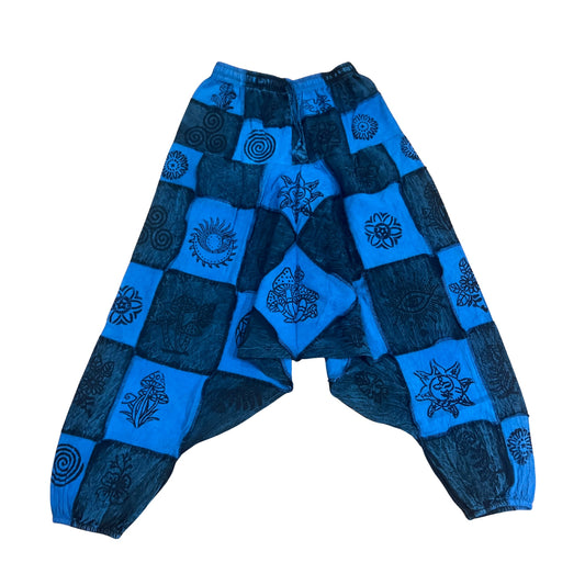 Mens Hippy Patchwork Trouser Lightweight Cotton Boho Festival Summer Harem Pants