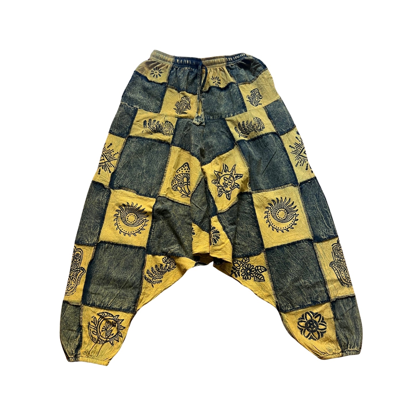 Mens Hippy Patchwork Trouser Lightweight Cotton Boho Festival Summer Harem Pants