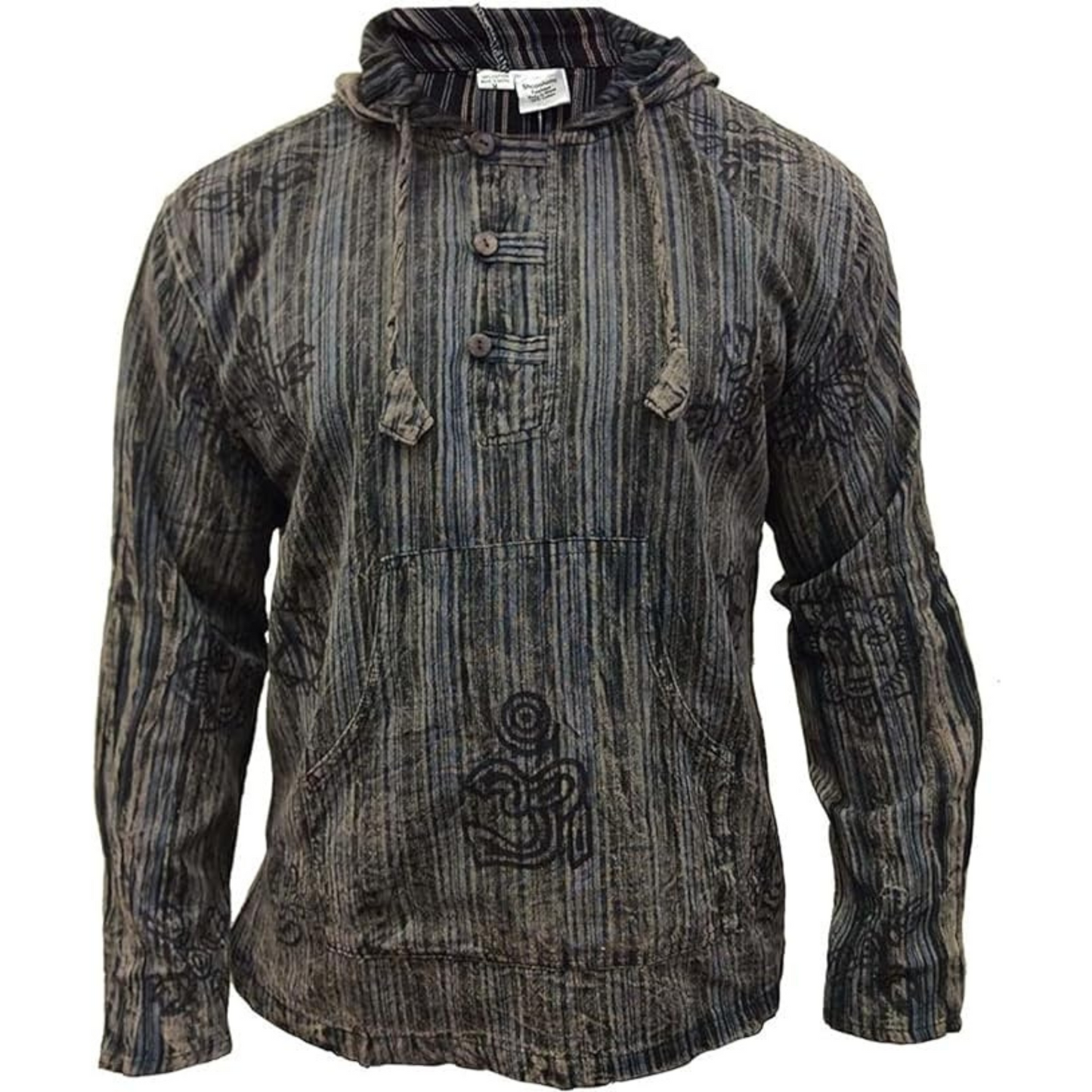 Men's Symbol Print Stripe Shirt with Hood