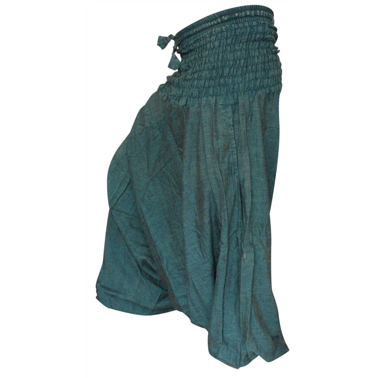 WOMEN STONEWASHED LOOSE FIT PLAIN HIPPIE HAREM TROUSER