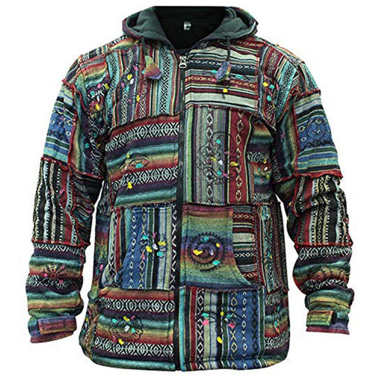 Men's Cotton Outstiched Hippie Hoodie Jacket