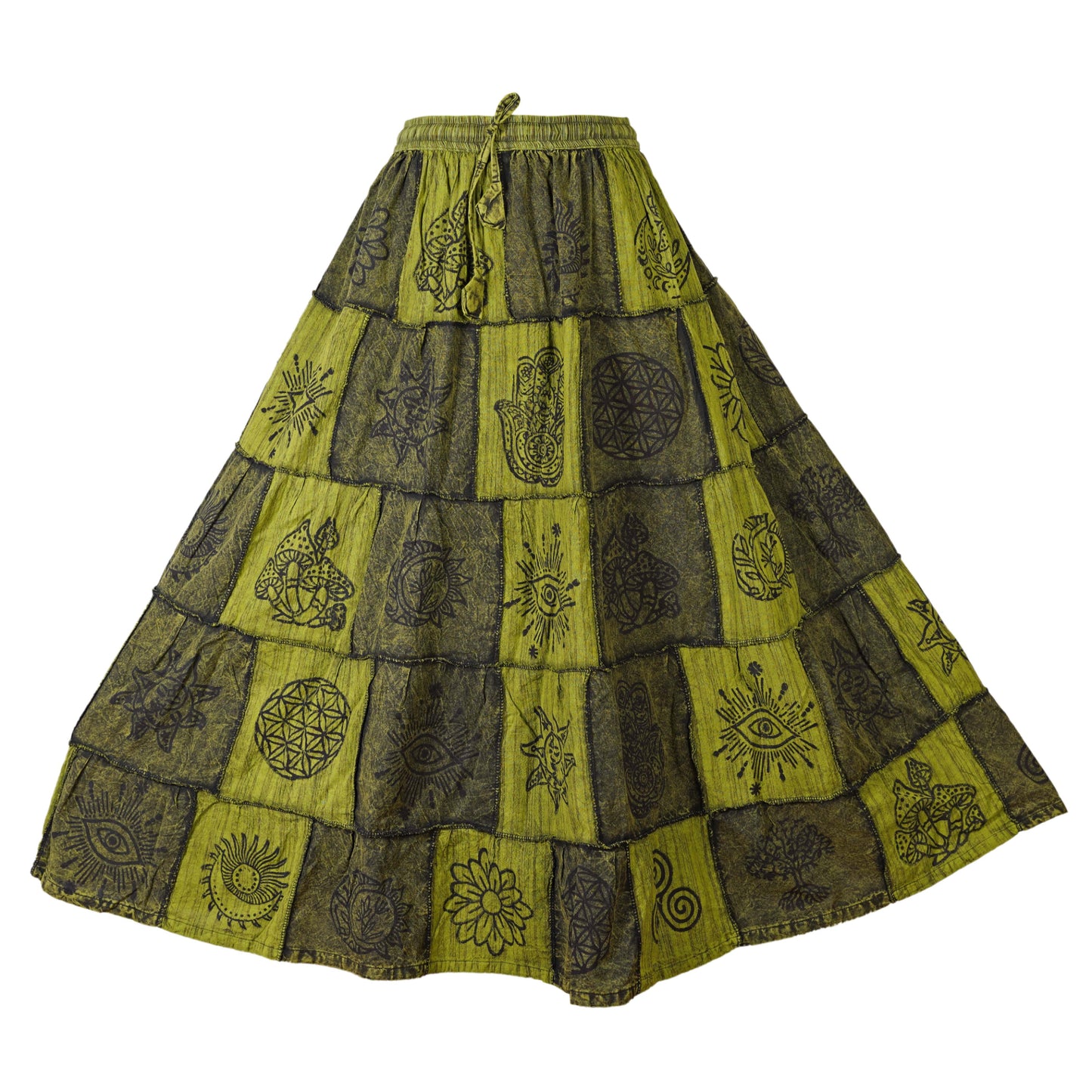 Women's Bohemian Cotton Patchwork Hippy Festival Gypsy Long Skirt