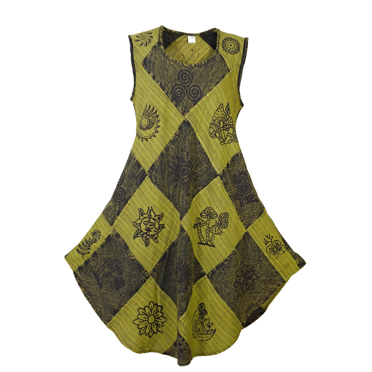 Women's Midi Boho Patchwork Print Sleeveless Hippy Festival Summer Dress