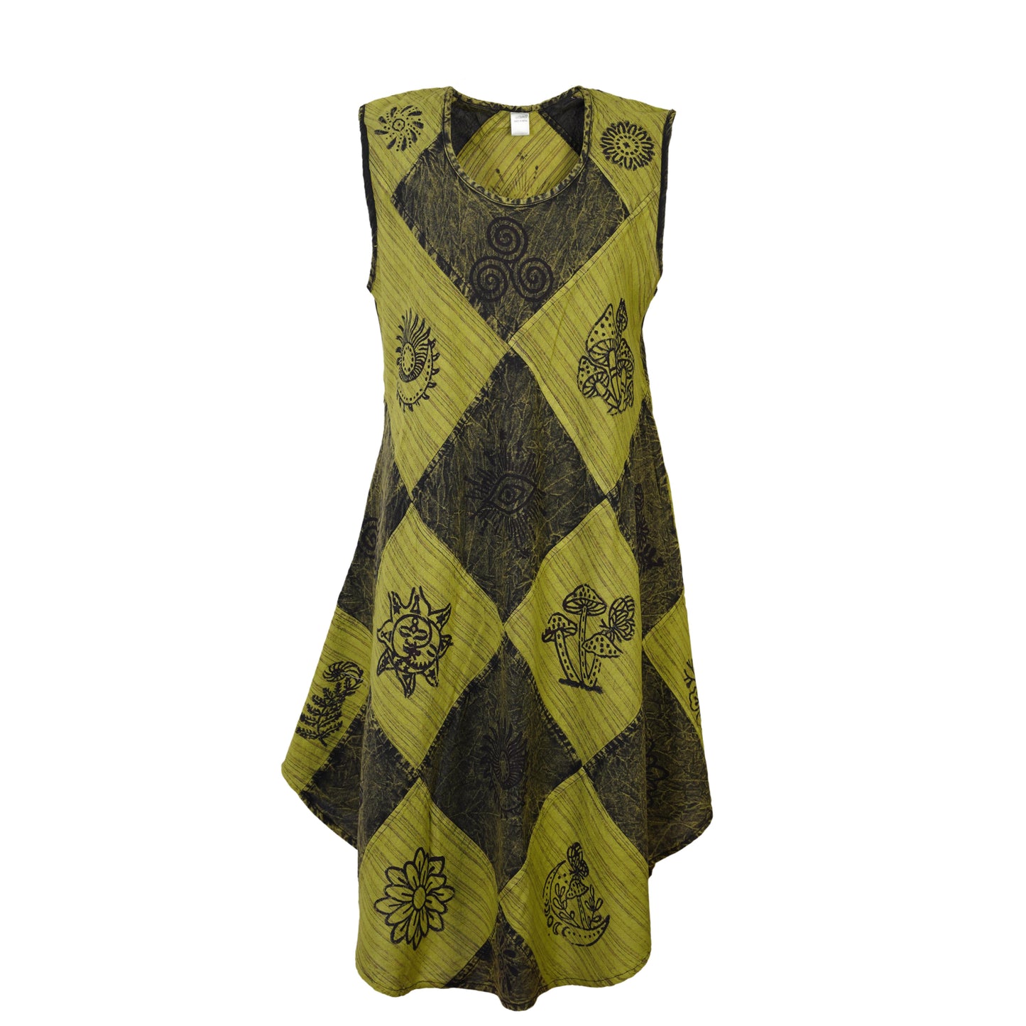 Women's Midi Boho Patchwork Print Sleeveless Hippy Festival Summer Dress