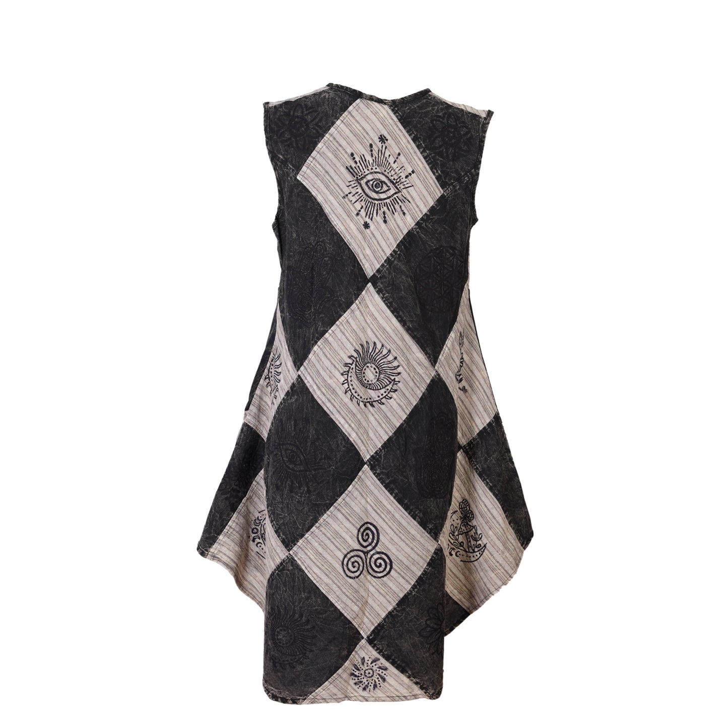 Women's Midi Boho Patchwork Print Sleeveless Hippy Festival Summer Dress