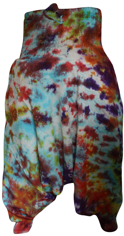 Tie Dye Harem Pants, Colourful Yoga Boho Baggy Trousers Hippie Clothes