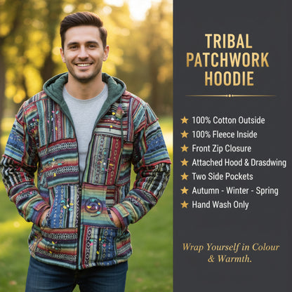Men's Cotton Outstiched Hippie Hoodie Jacket