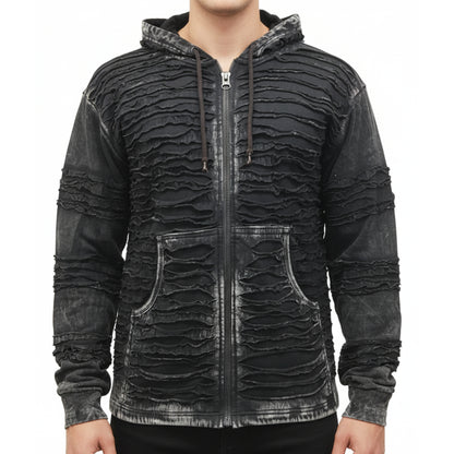 Mens Gothic Cotton Fleece Lined Full Sleeve Razor Cut Winter Jacket