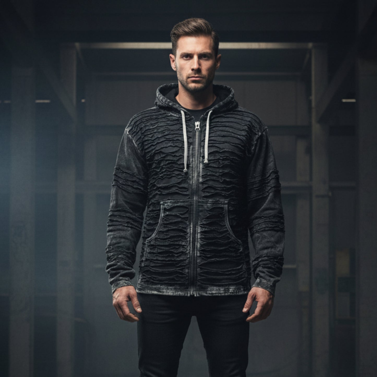 Mens Gothic Cotton Fleece Lined Full Sleeve Razor Cut Winter Jacket