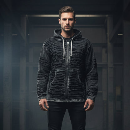 Mens Gothic Cotton Fleece Lined Full Sleeve Razor Cut Winter Jacket