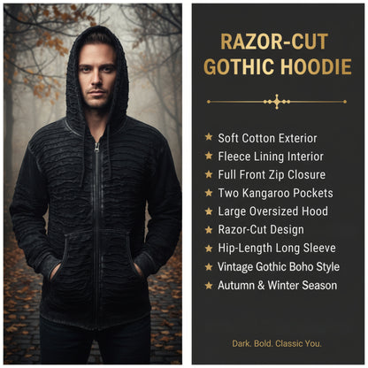 Mens Gothic Cotton Fleece Lined Full Sleeve Razor Cut Winter Jacket