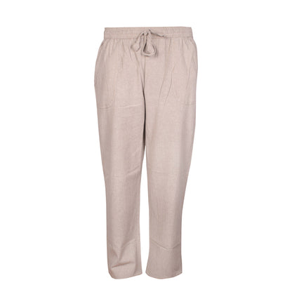 WOMENS PLAIN TROUSERS ELASTICATED WAIST YOGA PANTS WITH POCKETS