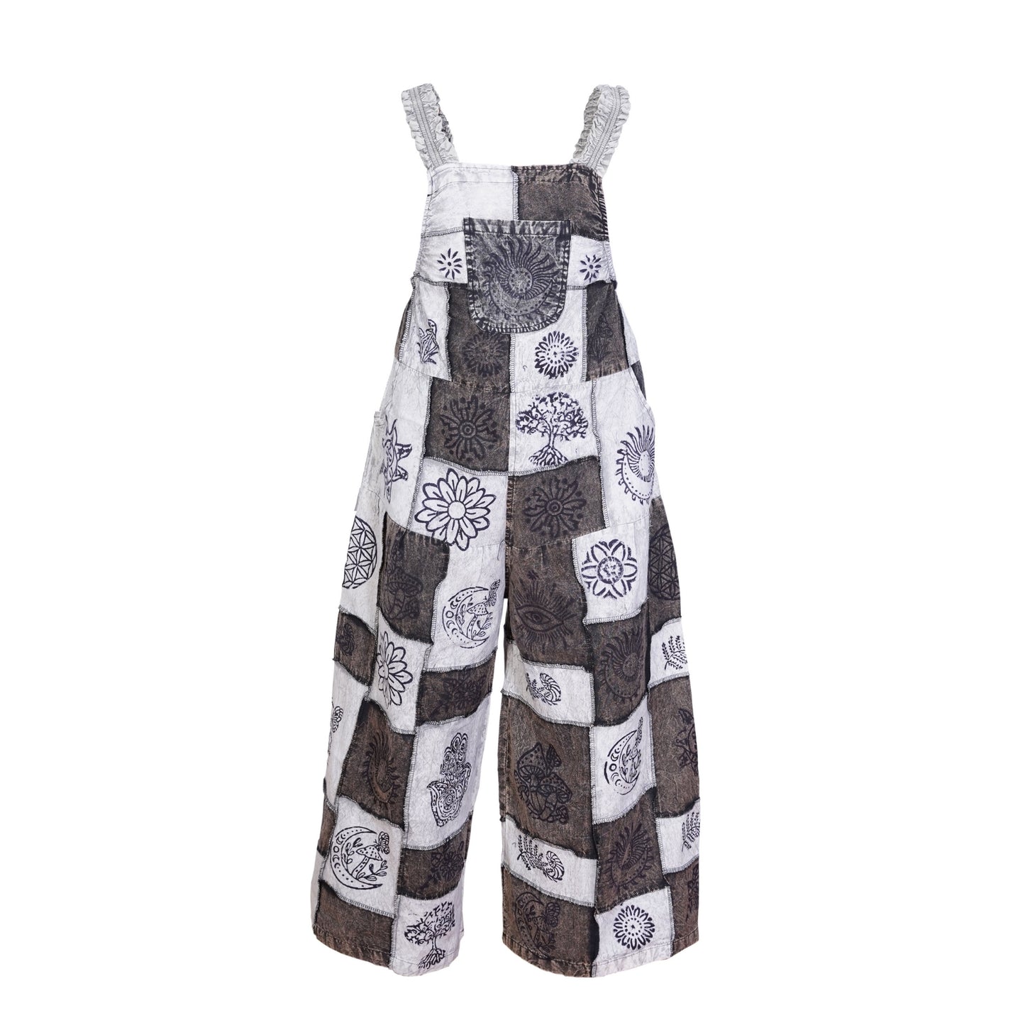 Women’s Bohemian Floral Cotton Patchwork Hippie Summer Festival Dungarees