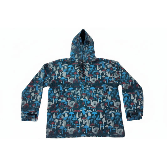 Menâ??s Cotton Boho Pullover Hoodie Style Mushroom Print Hippie Long Sleeve Shirt