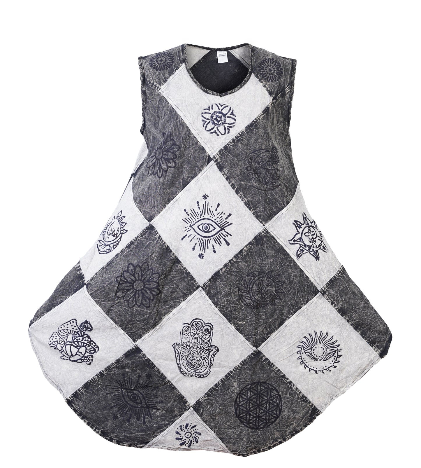 Women's Midi Boho Patchwork Print Sleeveless Hippy Festival Summer Dress