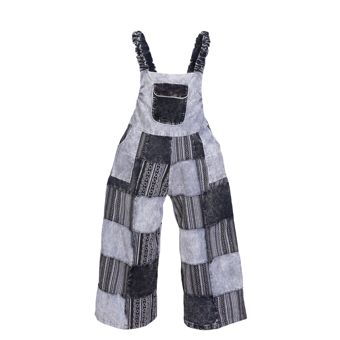 Women’s Cotton Patchwork Mushroom Flower Sun Tribal Print Hippie Summer Dungarees