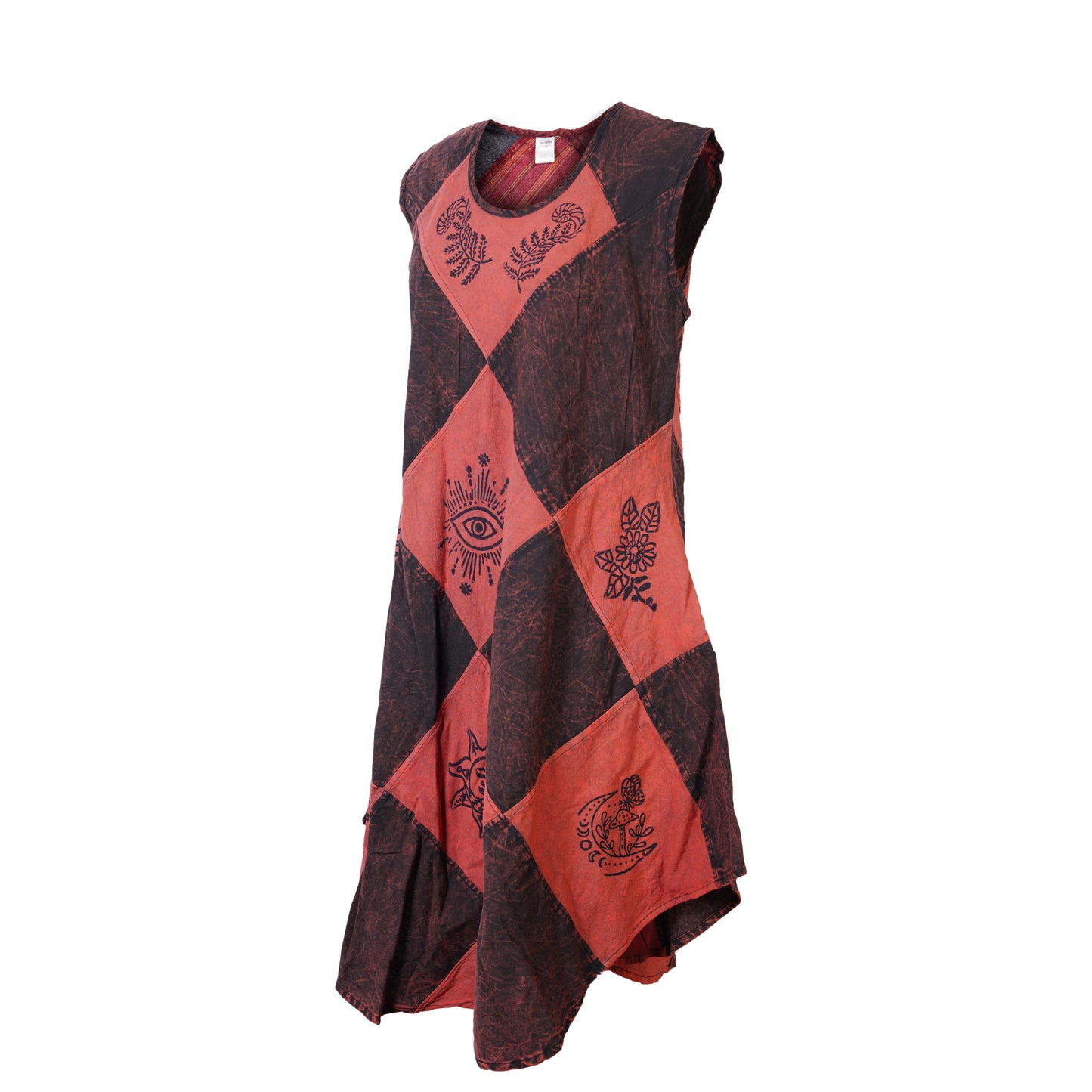 Women's Midi Boho Patchwork Print Sleeveless Hippy Festival Summer Dress