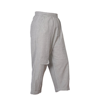 Mens Ankle Length Summer Work Pants Cotton Relaxed Fit Casual Hippy Trousers
