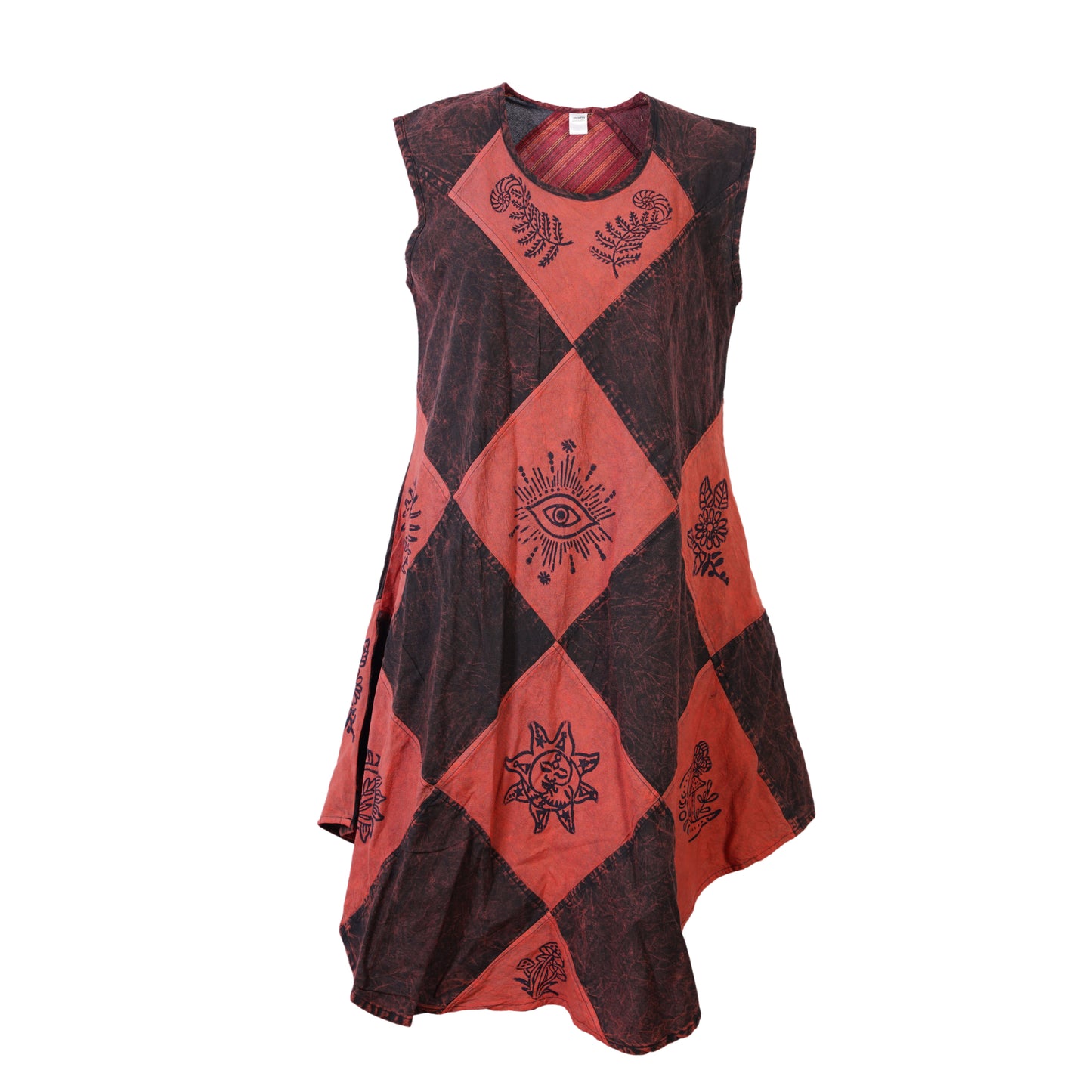 Women's Midi Boho Patchwork Print Sleeveless Hippy Festival Summer Dress