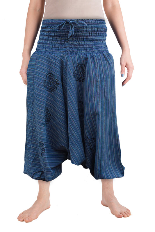 Ezhippie Womens Stonewashed Striped Harem Pants Hippie Trouser