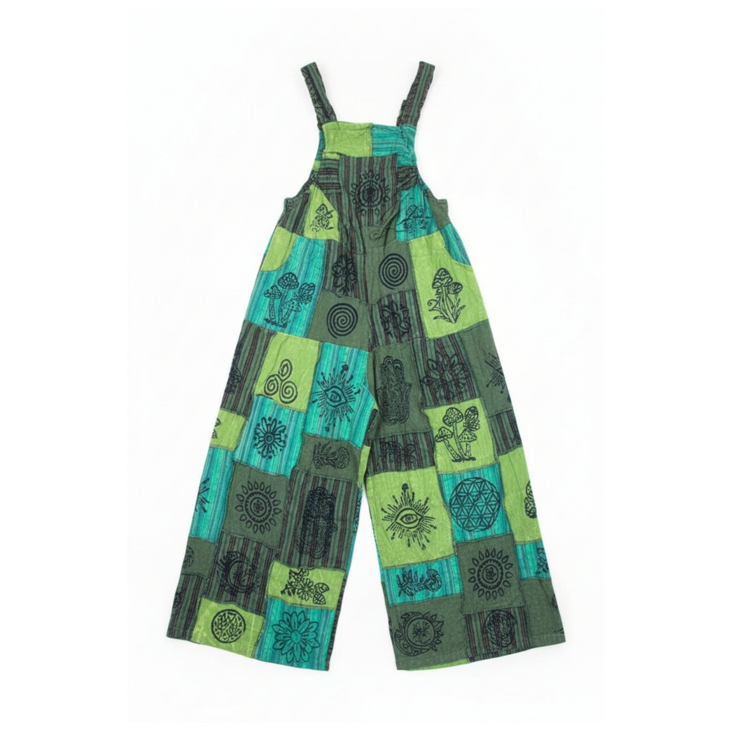 Women’s Bohemian Floral Cotton Patchwork Hippie Summer Festival Dungarees