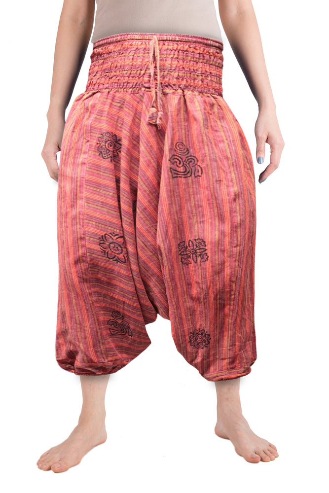 Ezhippie Womens Stonewashed Striped Harem Pants Hippie Trouser