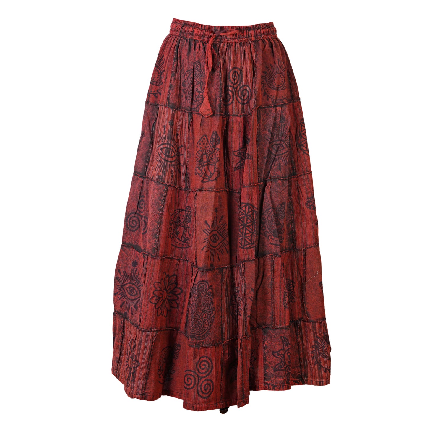 Women's Bohemian Cotton Patchwork Hippy Festival Gypsy Long Skirt