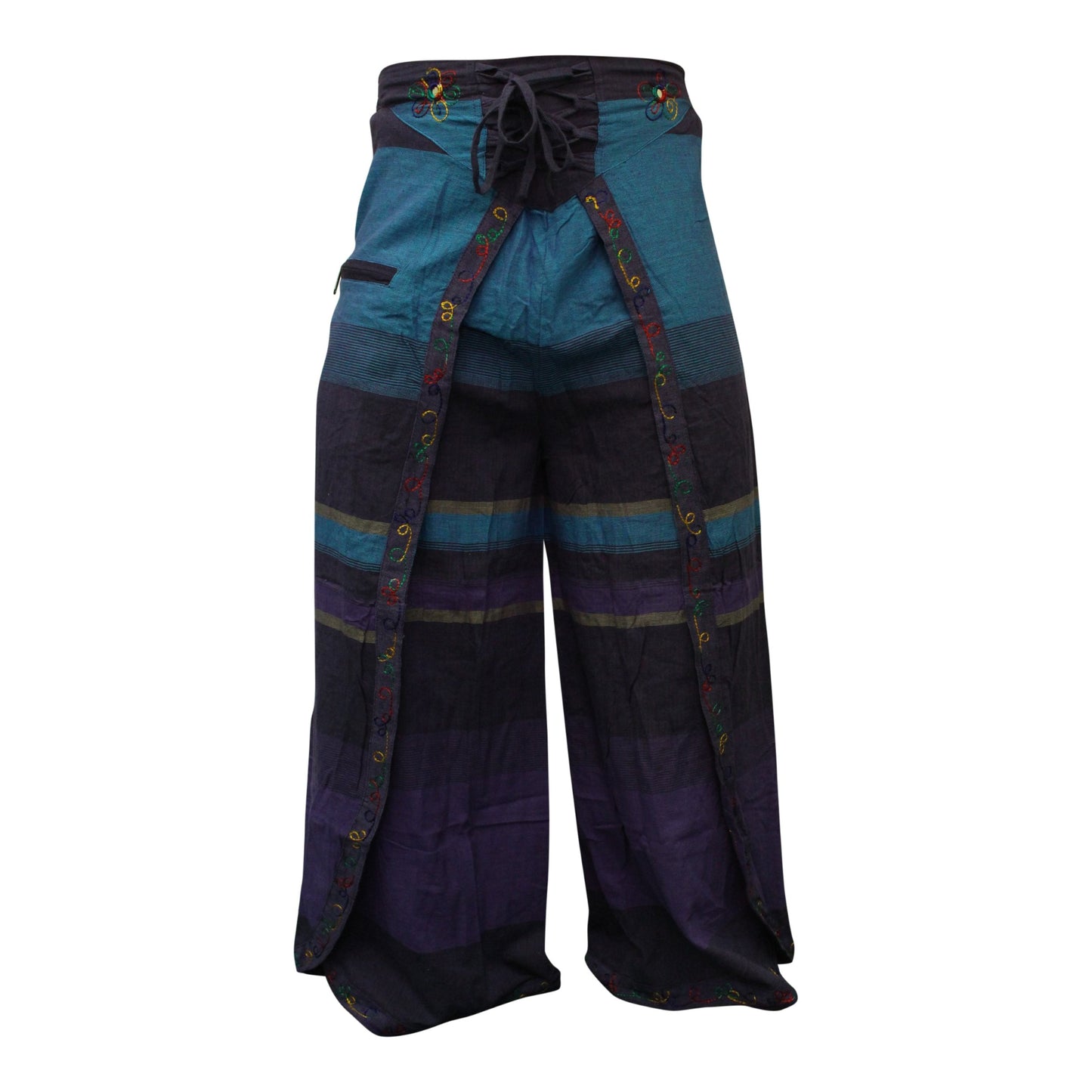WOMEN MULTICOLOURED HIPPIE WRAP TROUSER PANTS