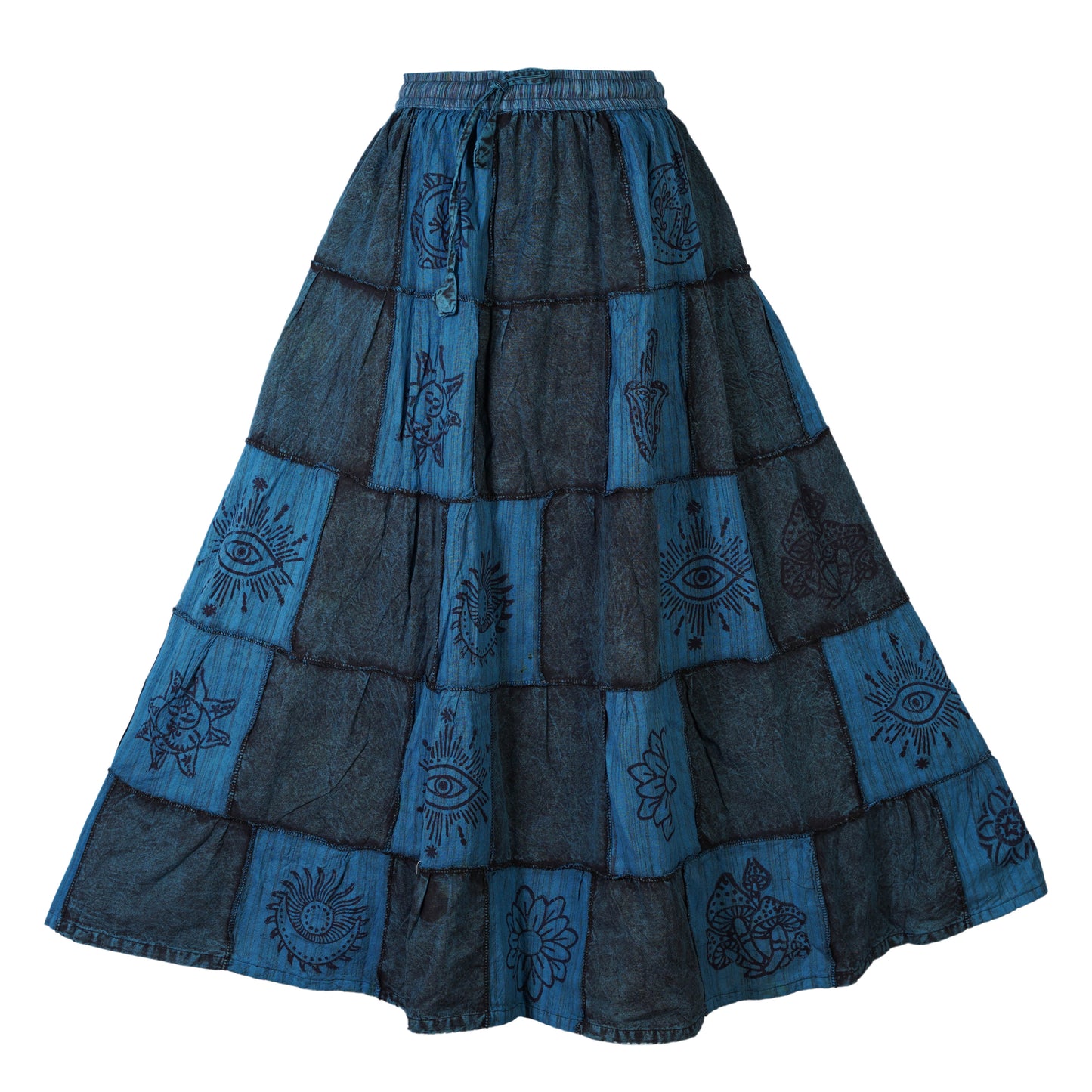 Women's Bohemian Cotton Patchwork Hippy Festival Gypsy Long Skirt