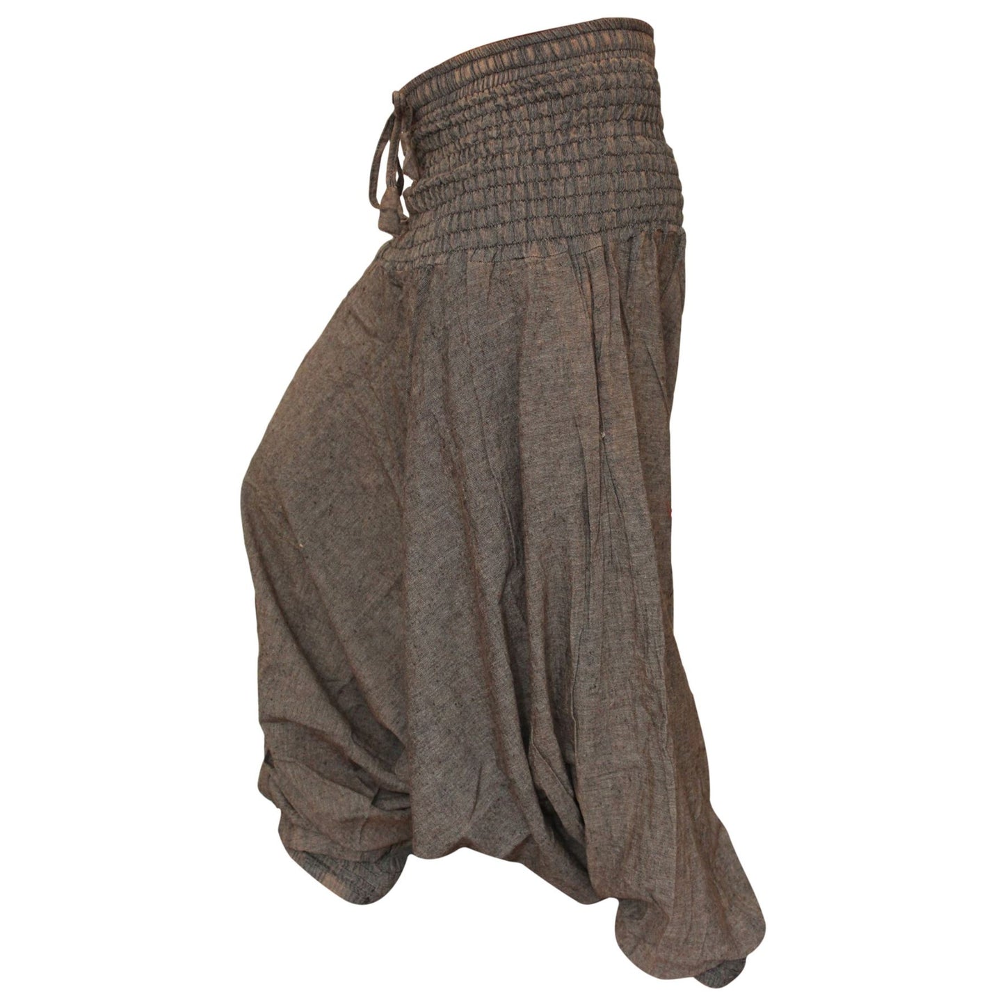 WOMEN STONEWASHED LOOSE FIT PLAIN HIPPIE HAREM TROUSER