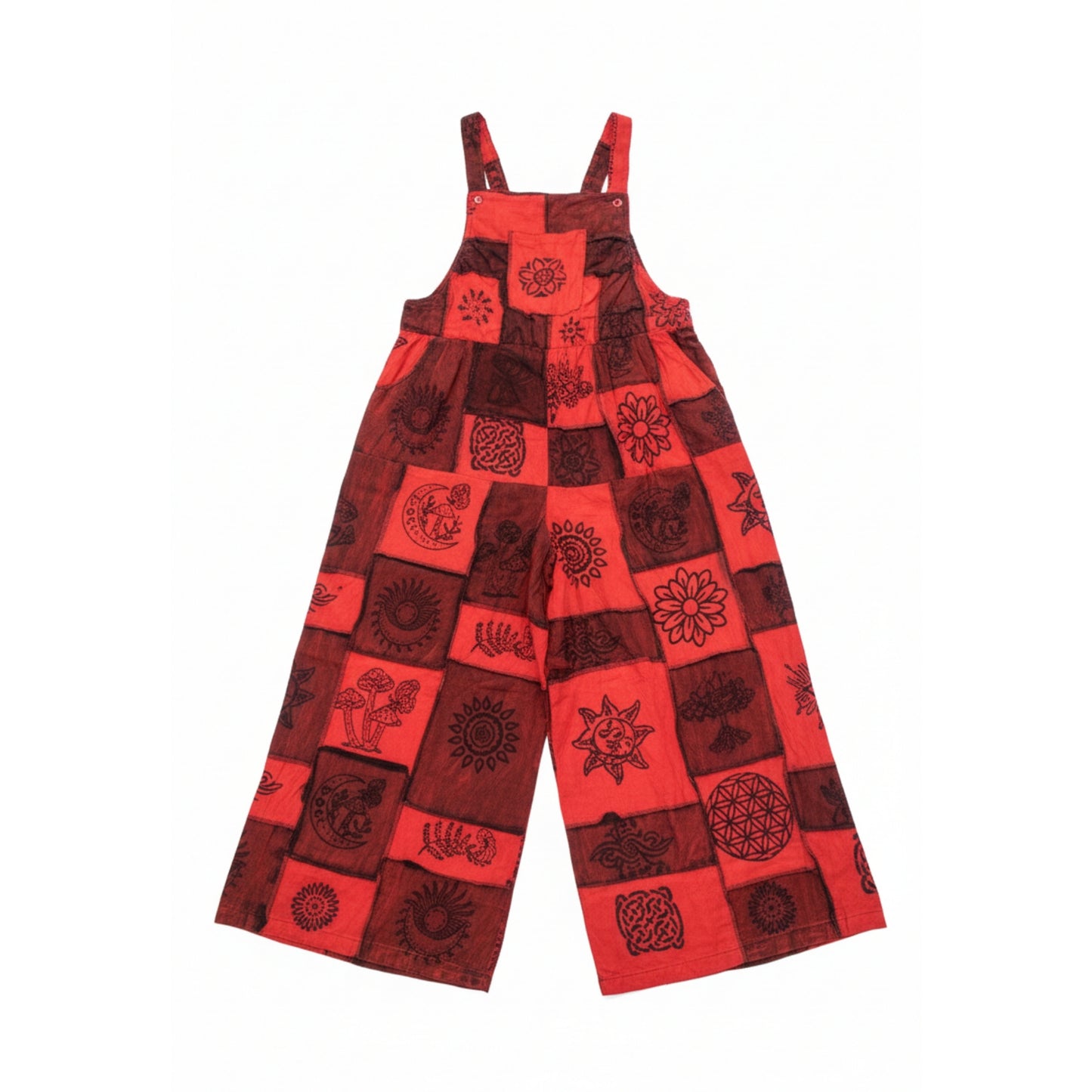 Women’s Bohemian Floral Cotton Patchwork Hippie Summer Festival Dungarees