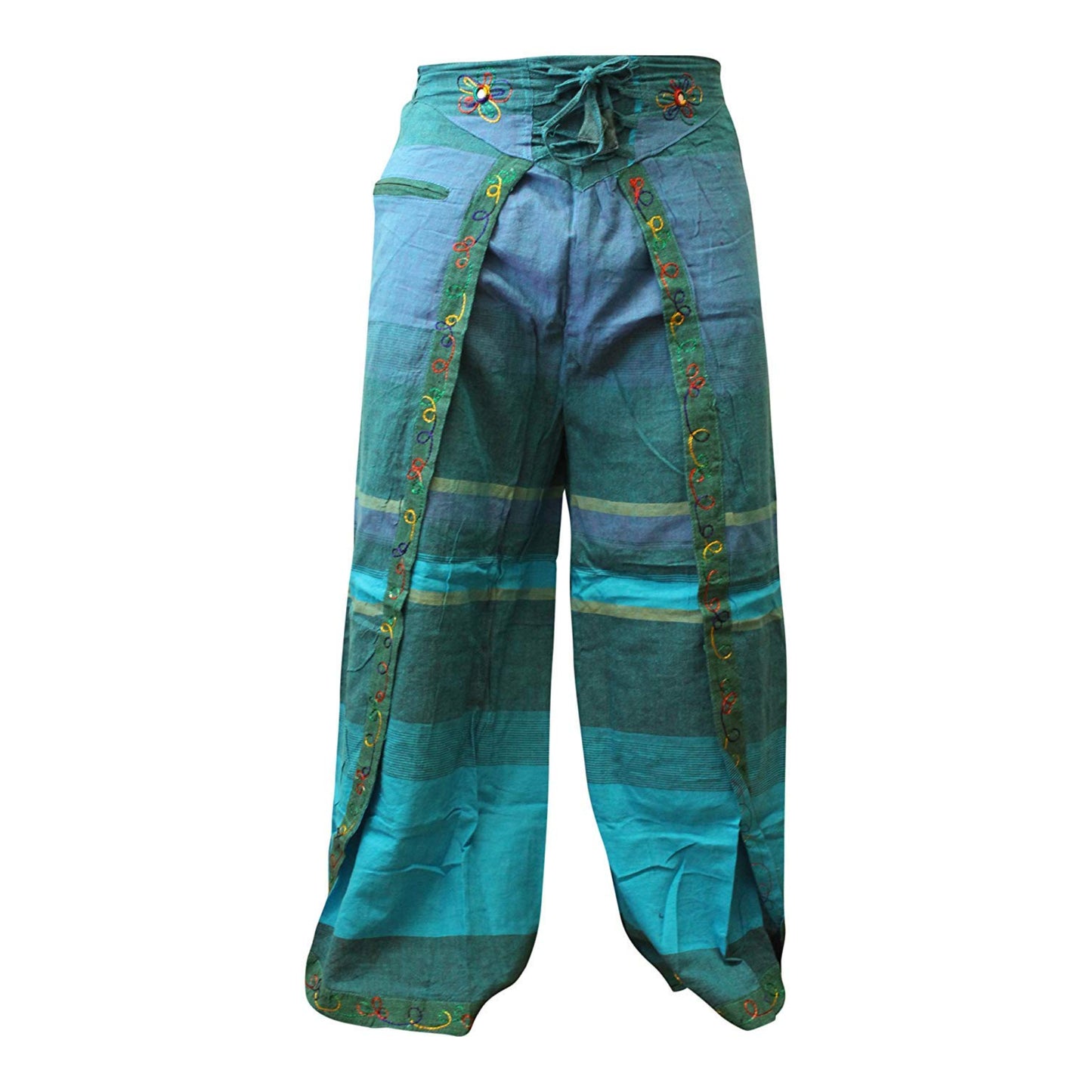 WOMEN MULTICOLOURED HIPPIE WRAP TROUSER PANTS