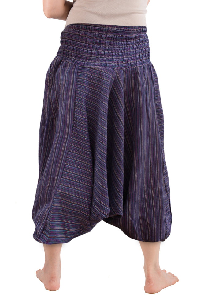 Ezhippie Womens Stonewashed Striped Harem Pants Hippie Trouser