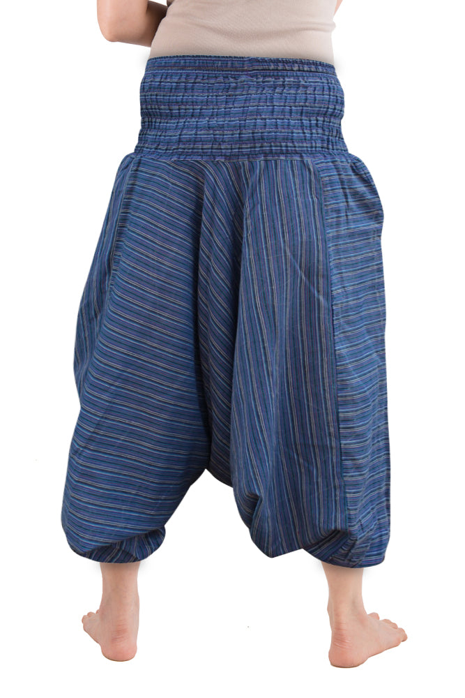 Ezhippie Womens Stonewashed Striped Harem Pants Hippie Trouser