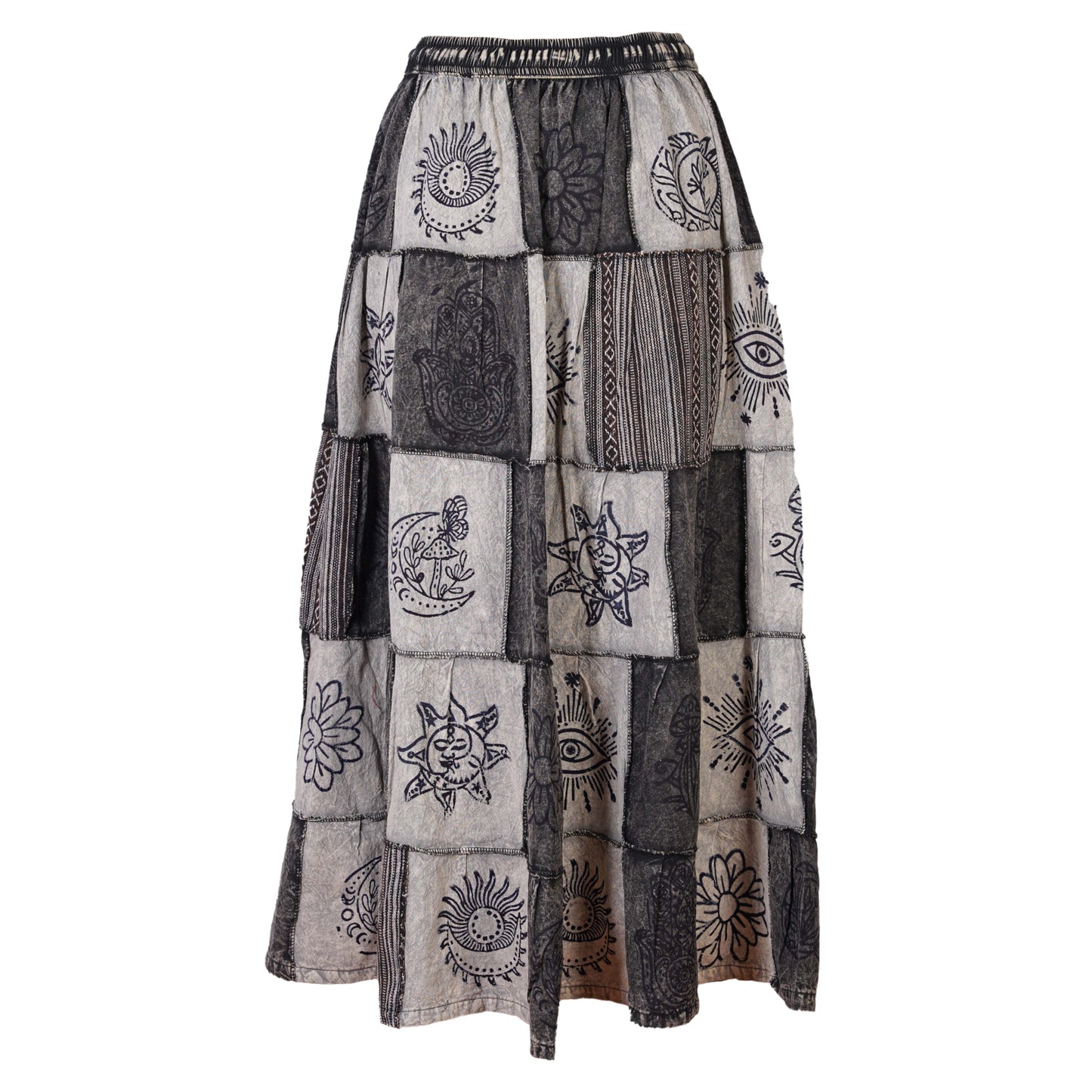 Women's Bohemian Cotton Patchwork Hippy Festival Gypsy Long Skirt