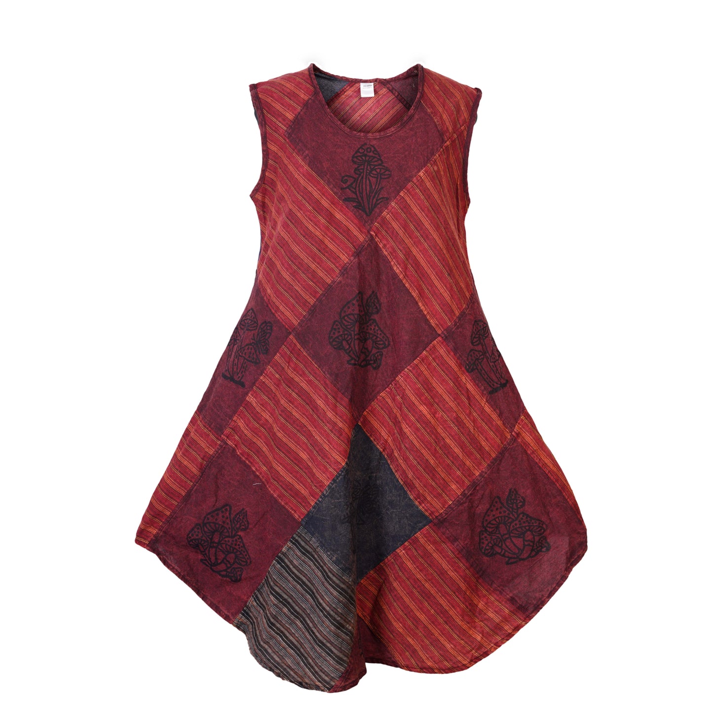 Women's Midi Boho Patchwork Print Sleeveless Hippy Festival Summer Dress