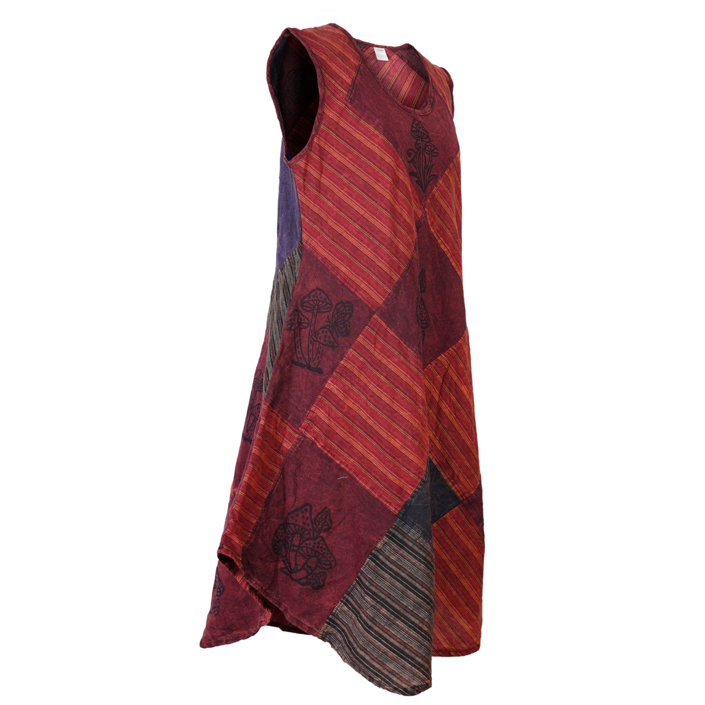 Women's Midi Boho Patchwork Print Sleeveless Hippy Festival Summer Dress