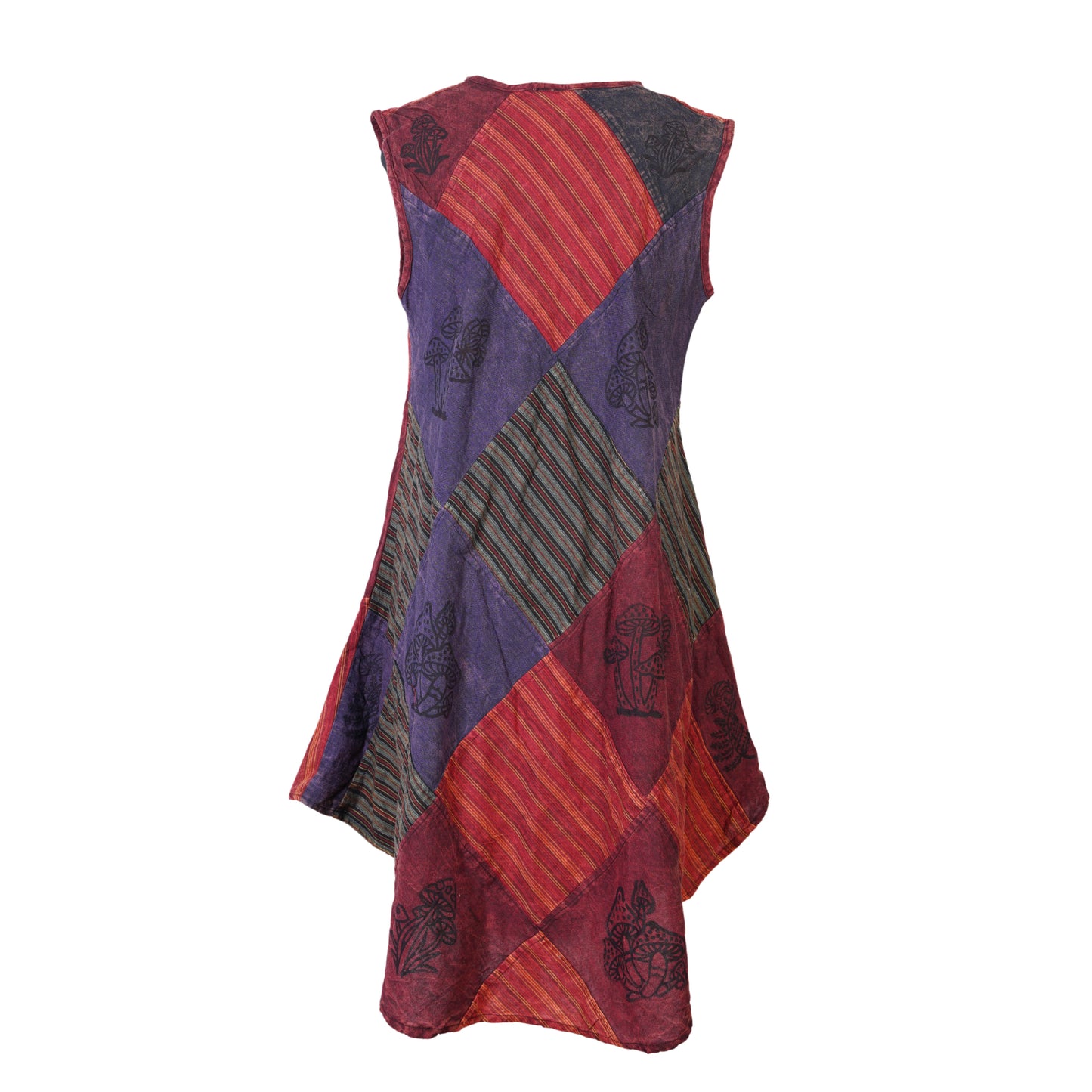 Women's Midi Boho Patchwork Print Sleeveless Hippy Festival Summer Dress