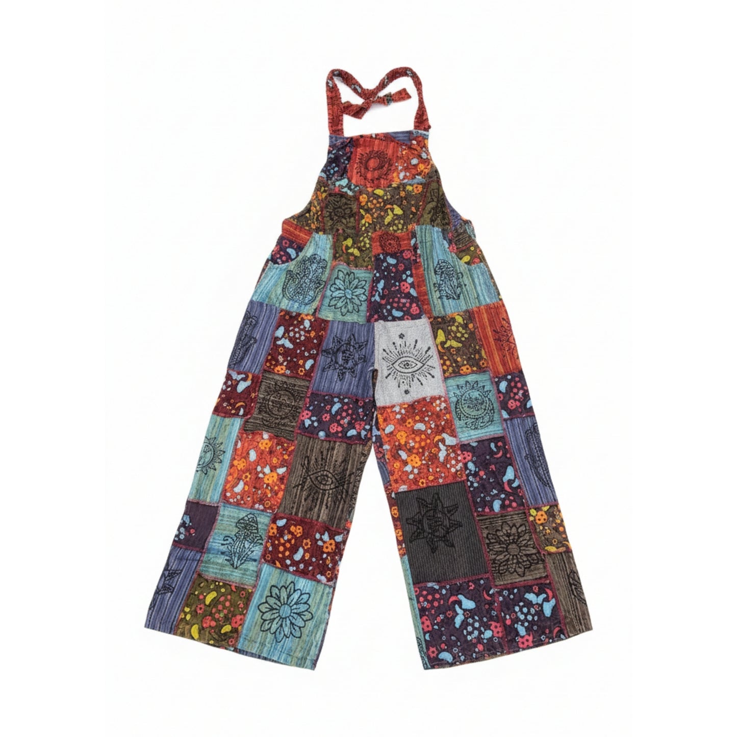 Women’s Bohemian Floral Cotton Patchwork Hippie Summer Festival Dungarees