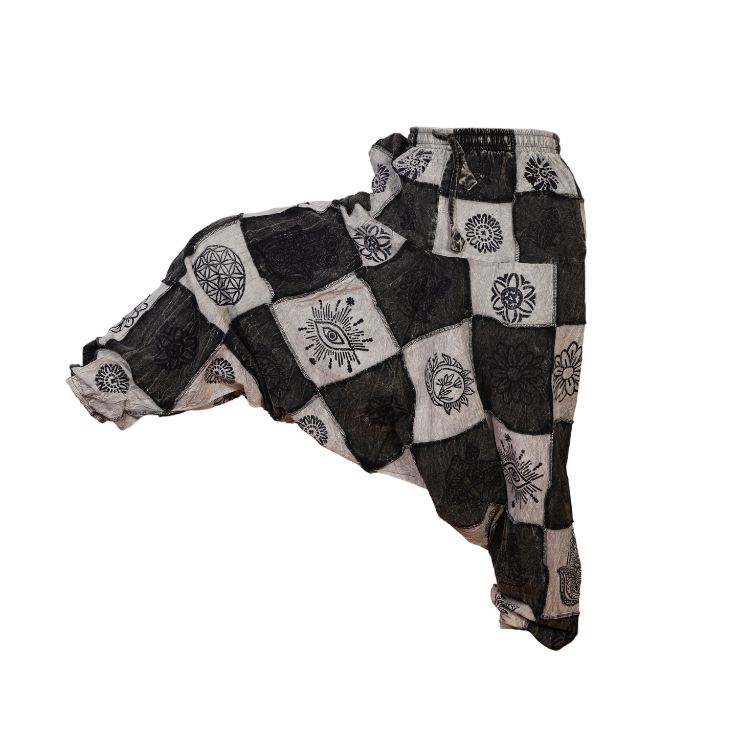 Men’s Patchwork Gothic Printed Trouser Cotton Hippy Festival Harem Pants