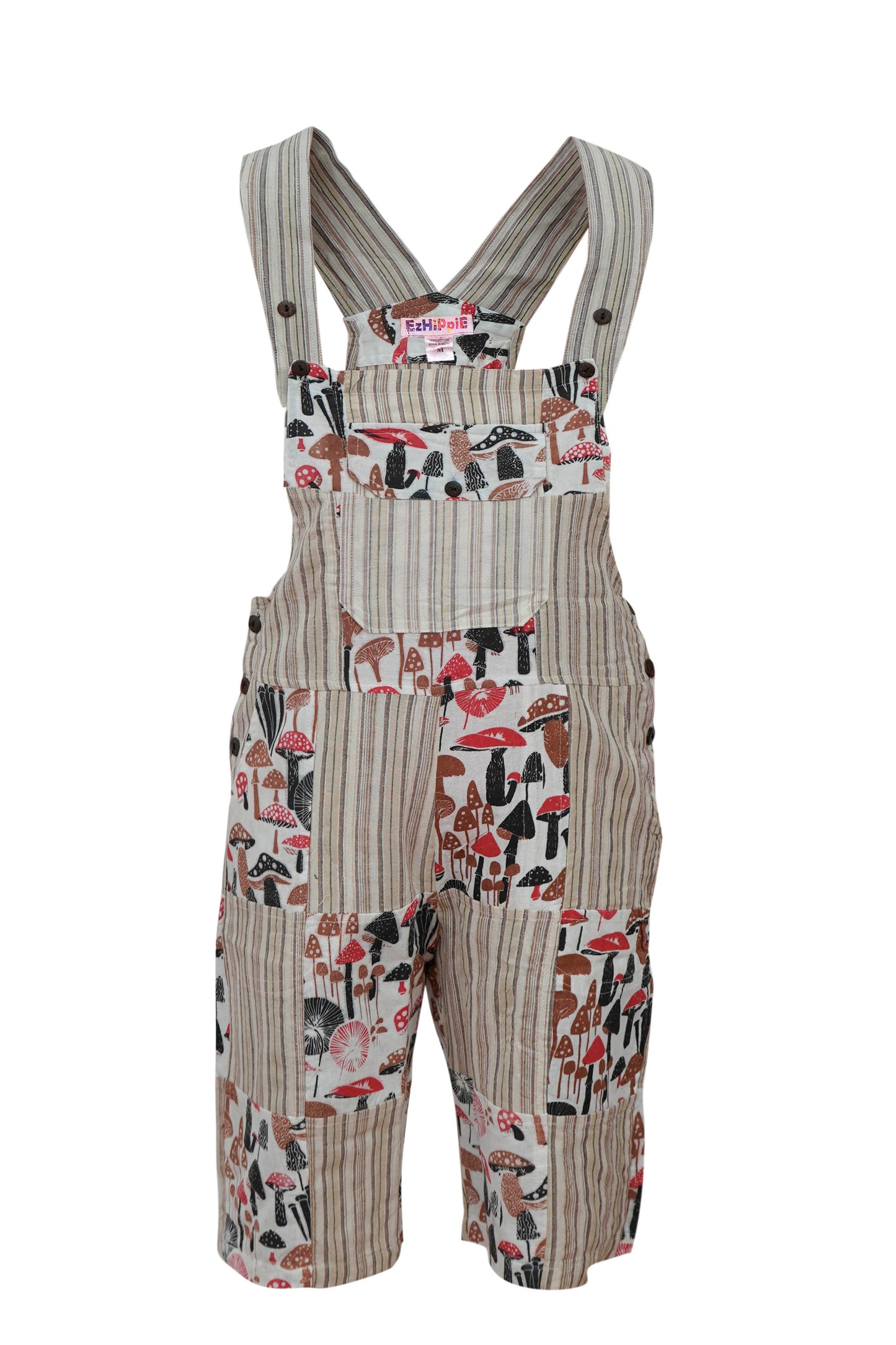 Women's Short Dungarees Patchwork Cotton Hippie Summer Jumpsuits
