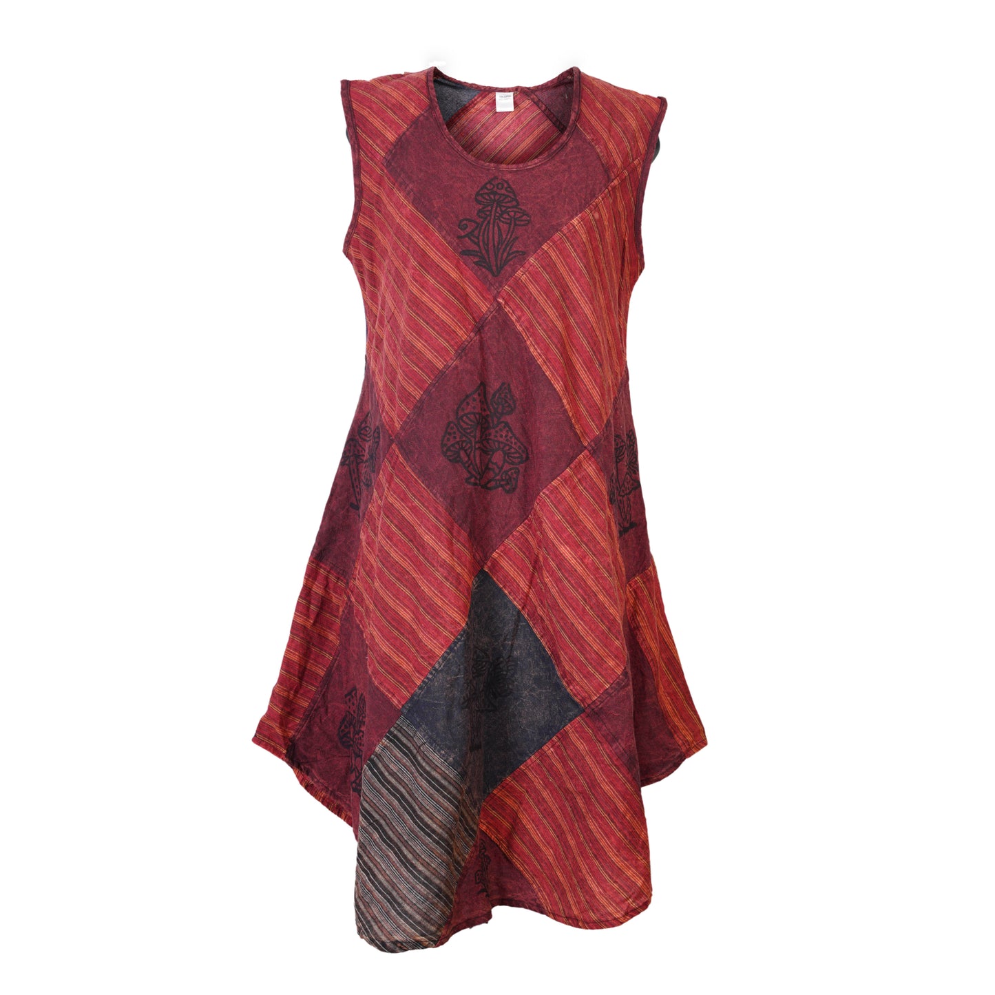 Women's Midi Boho Patchwork Print Sleeveless Hippy Festival Summer Dress