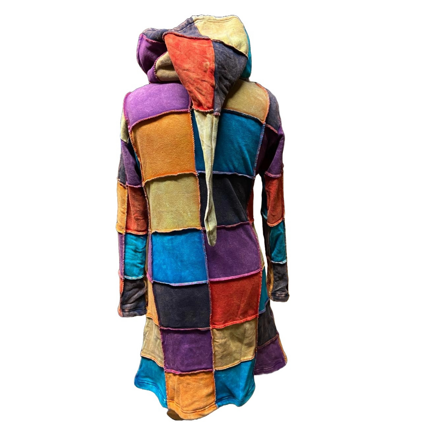 Ezhippie Women Knee Length Love Peace Floral Embroidery Zipper Long Hoodie