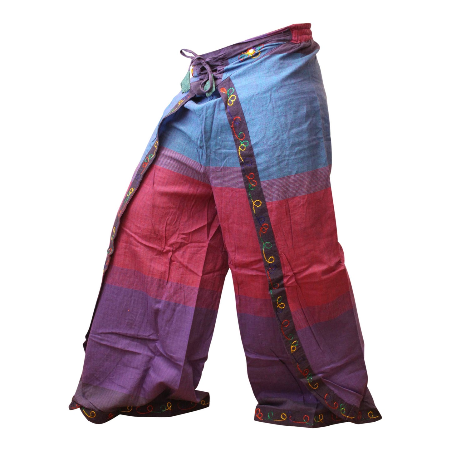 WOMEN MULTICOLOURED HIPPIE WRAP TROUSER PANTS