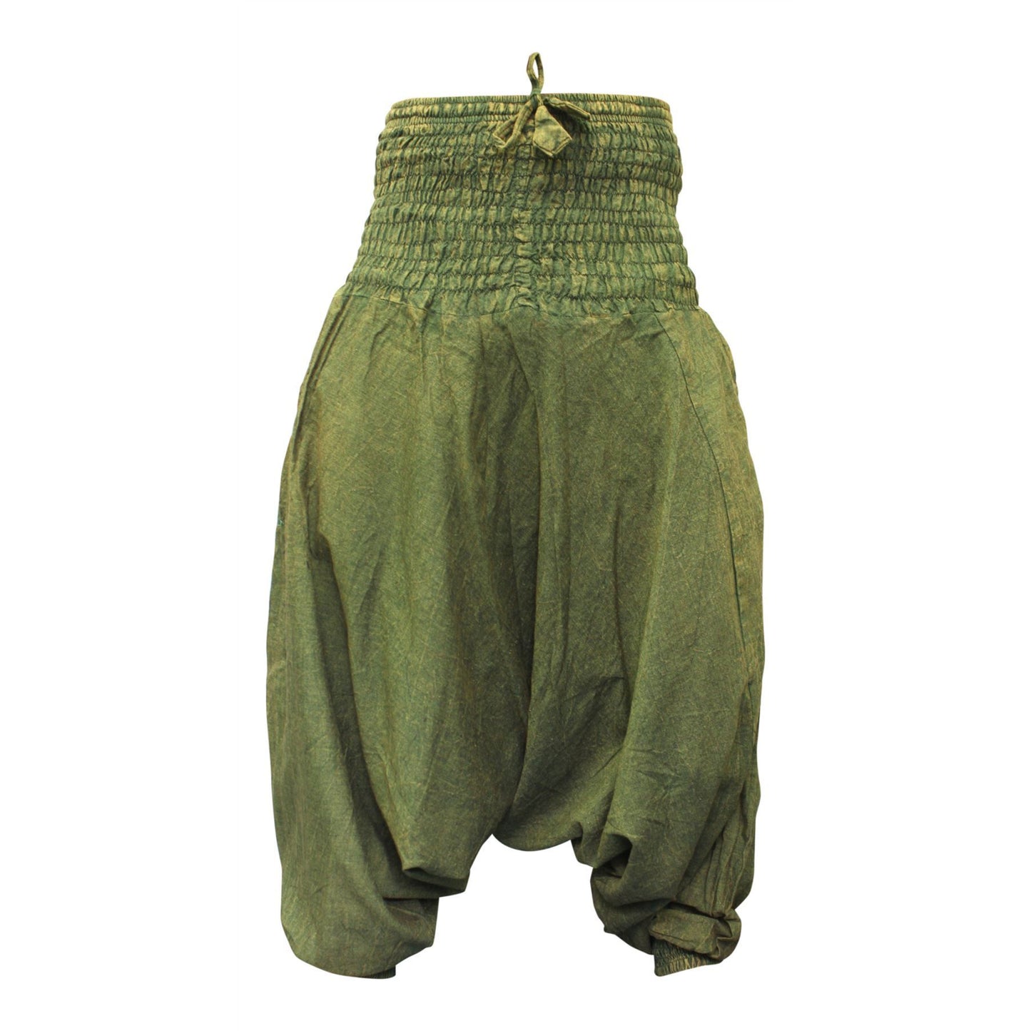 WOMEN STONEWASHED LOOSE FIT PLAIN HIPPIE HAREM TROUSER