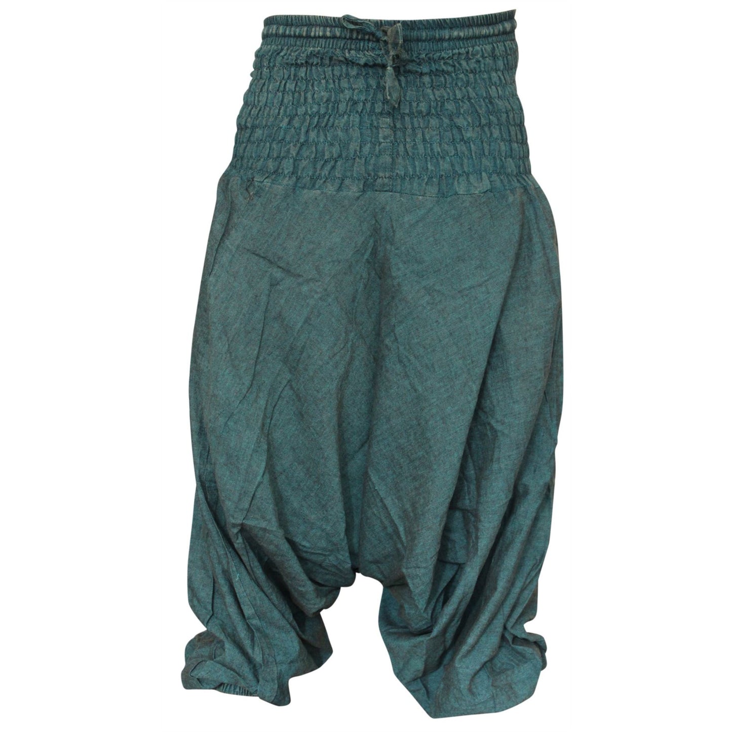 WOMEN STONEWASHED LOOSE FIT PLAIN HIPPIE HAREM TROUSER