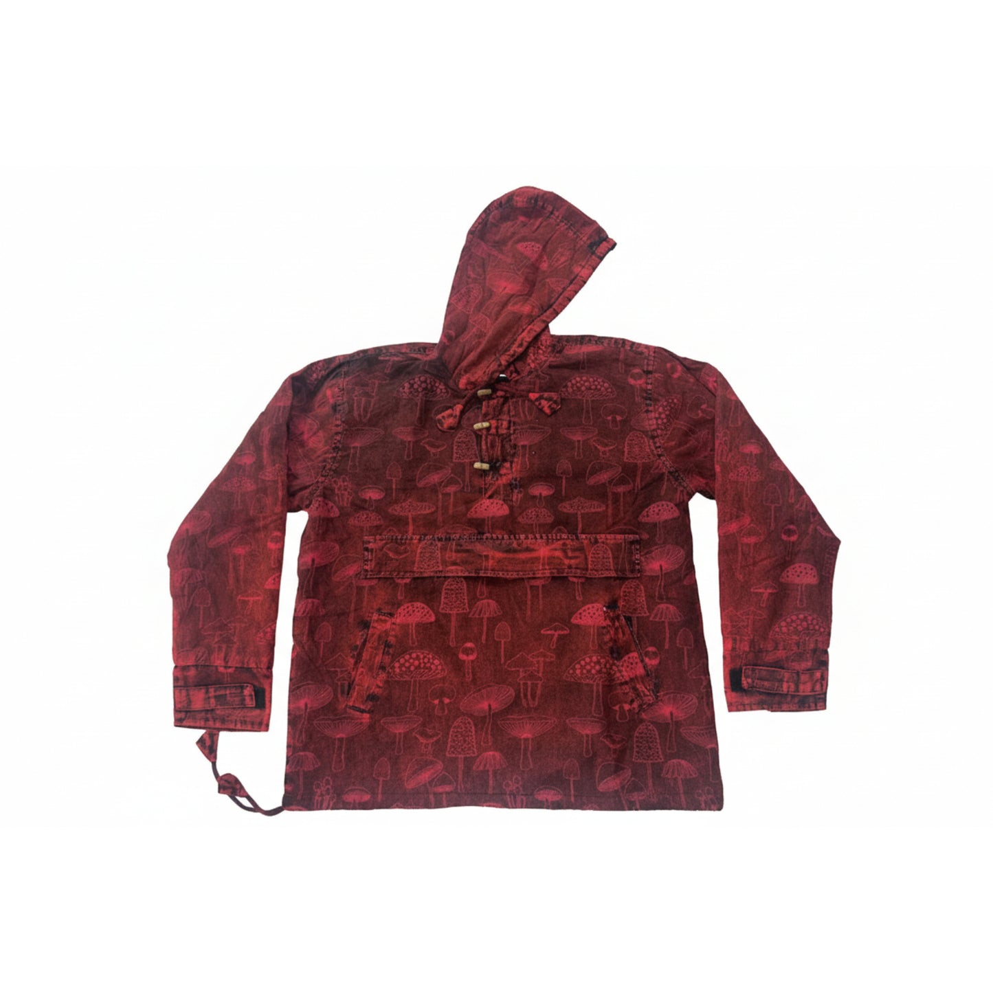 Menâ??s Cotton Boho Pullover Hoodie Style Mushroom Print Hippie Long Sleeve Shirt